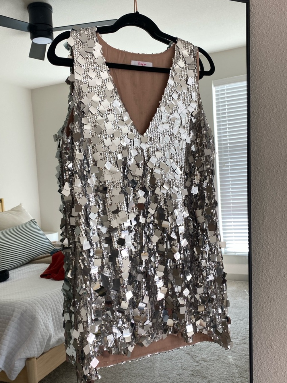 Buddy Love Silver Sequin Fringe Party Dress